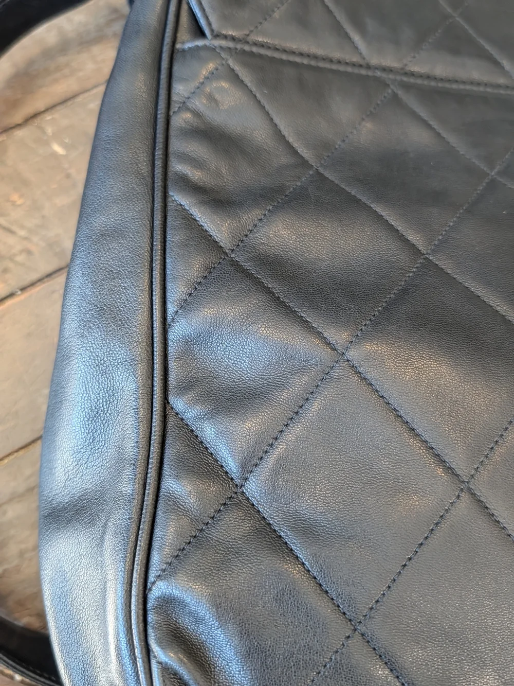 Chanel Vintage Quilted Lambskin Messenger Bag in Black with Gold Hardware